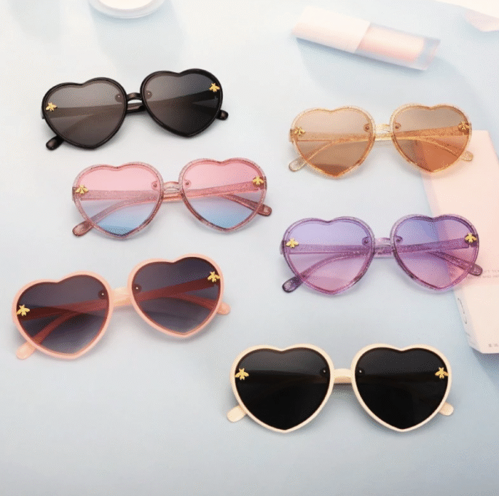 (AN161) Kacamata Fashion Anak Perempuan Model Hati Stylish Anti Silau Anti UV - Gambar 1