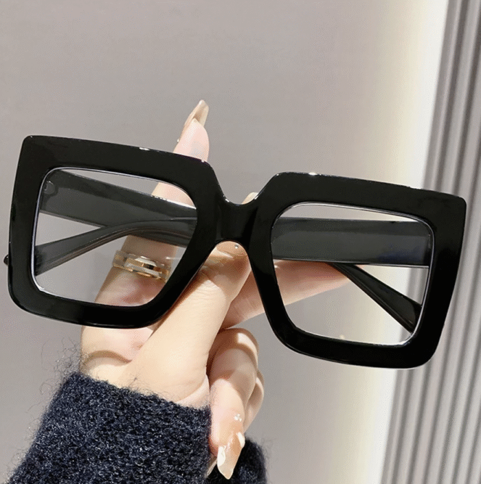 (FA166) Kacamata Fashion Gaya Urban Korea Square Large Frame Simple Lensa Anti Radiasi - Gambar 6