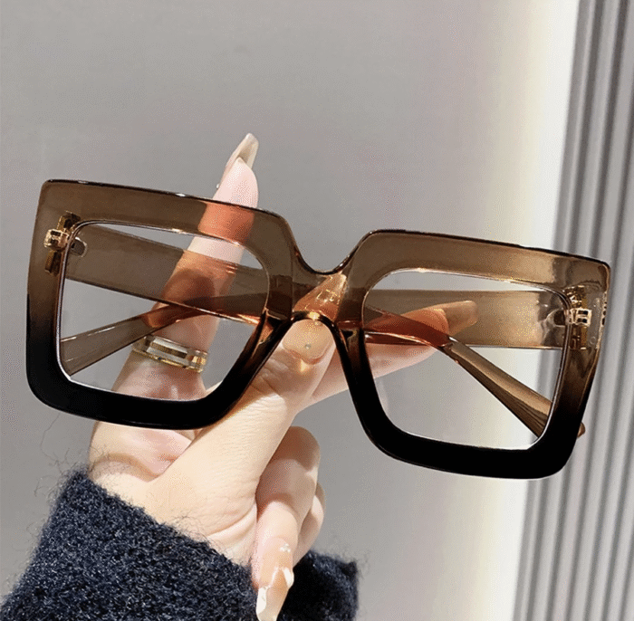 (FA166) Kacamata Fashion Gaya Urban Korea Square Large Frame Simple Lensa Anti Radiasi - Gambar 5