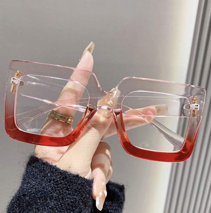 (FA166) Kacamata Fashion Gaya Urban Korea Square Large Frame Simple Lensa Anti Radiasi - Gambar 3