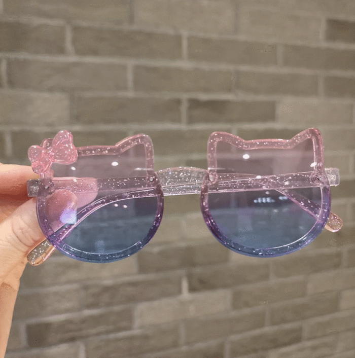 (AN172) Kacamata Anak Model Kucing Imut Fashion Imut dengan Aksen Pita - Gambar 4