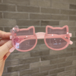 (AN172) Kacamata Anak Model Kucing Imut Fashion Imut dengan Aksen Pita - Gambar 3
