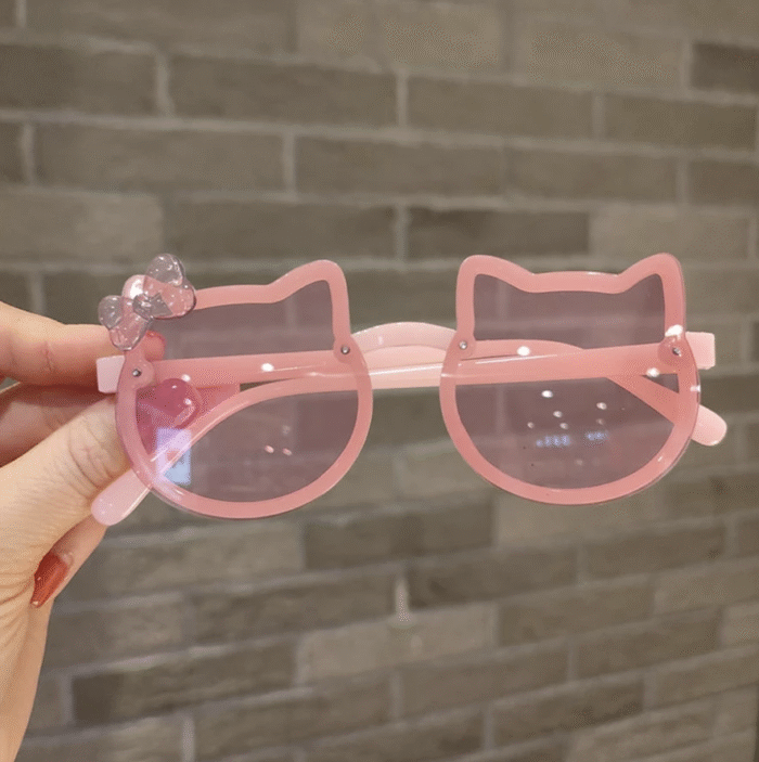 (AN172) Kacamata Anak Model Kucing Imut Fashion Imut dengan Aksen Pita - Gambar 3