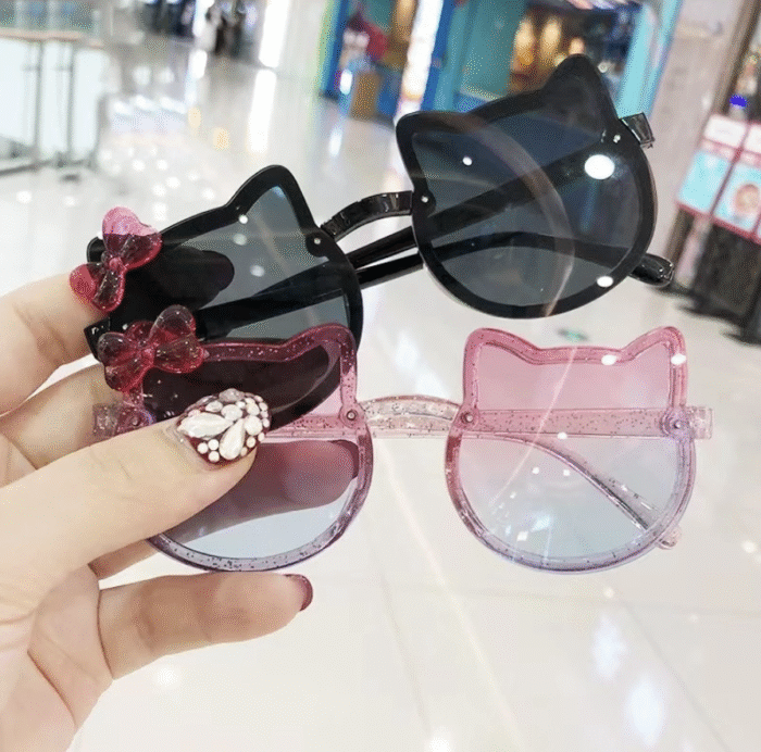(AN172) Kacamata Anak Model Kucing Imut Fashion Imut dengan Aksen Pita - Gambar 1