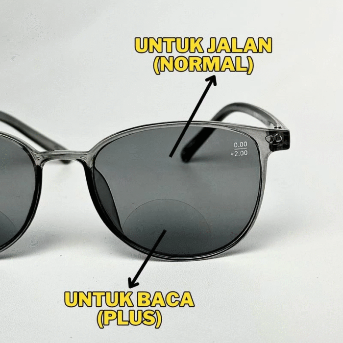 (070) Kacamata Baca Double Lensa Warna Redup +1.00 sd +4.00 Kacamata Jalan Dan Baca, Kacamata Halal | ATM3028GY - Gambar 1