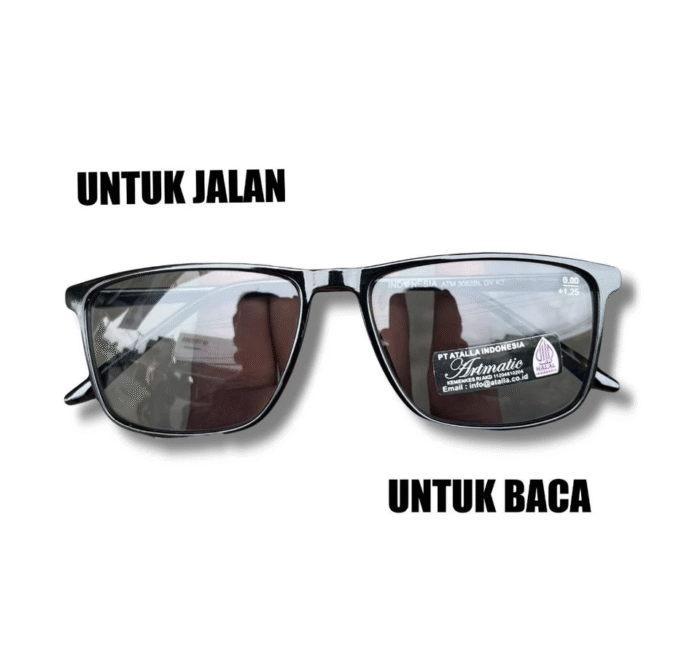 (074) KACAMATA BACA & JALAN (DOUBLE LENSA) ATM3052 BL, Lensa Hitam Anti Sinar UV - Gambar 1