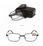 (072) Kacamata Baca LIPAT Metal Stainless Steel - BONUS DOMPET - Gambar 2