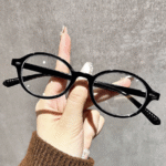 (075) Kacamata Oval Retro Lensa Minus-Normal-Plano Anti Cahaya Biru Unisex - Gambar 3