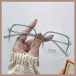 Oversized Frame Kacamata Anti Radiasi Wanita Transparan Frame Kacamata Gaya Wanita - Gambar 3