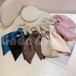 Ikat Rambut Mutiara Aksen Kain Satin Polos / Scrunchie Mutiara Satin Polos
