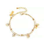 Gelang Kaki Rantai Multi Layer Bandul Kupu-kupu Warna Gold Ala untuk Wanita/Gelang Kaki Alloy  Dengan Liontin Butterfly Kupu-kupu - Gambar 2