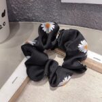 Ikat Rambut Ponytail Model Bunga Daisy Bahan Satin Karet Elastis Gaya Untuk Wanita/scrunchie - Gambar 7