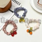 Srunchie Kerut Wanita Lucu Dengan Aksen Buah - Ikat Rambut Wanita Aksen Buah / gelang wanita lucu
