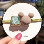 Ikat Rambut Elastis Bentuk Mickey Persegi Aksen Berlian Imitasi Gaya Untuk Wanita - Gambar 5