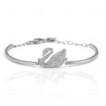L&A - Gelang Tangan Wanita Anti Karat Aksen Swan Gelang Bangle Adjustable - Gambar 3