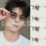 L&A - Kacamata Photocromic Pria Square Lens Sunglasses Semi Rimless Kacamata Hitam Kotak