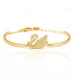 L&A - Gelang Tangan Wanita Anti Karat Aksen Swan Gelang Bangle Adjustable - Gambar 2