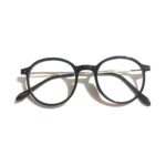 Kacamata Wanita Hitam Pria Dan Wanita Frame kacamata Metal Round Sunglasses Lensa Transparan - Gambar 2