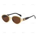 L&A Kacamata Hitam Oval Wanita Gaya Kekinian Frame Double C Logo Sunglasses Fashion - Gambar 3