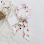 Scarf Leher, Scarf Tas,  Motif Bunga/Buah Bahan High Grade Silk Immitation - Gambar 3